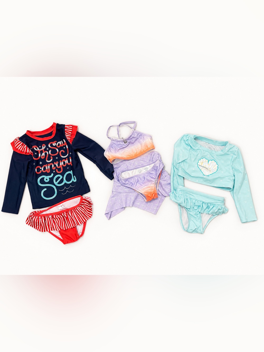 Girls 2T Swim Lot – 3 Cat & Jack Sets Rash Guard + Mermaid Tail